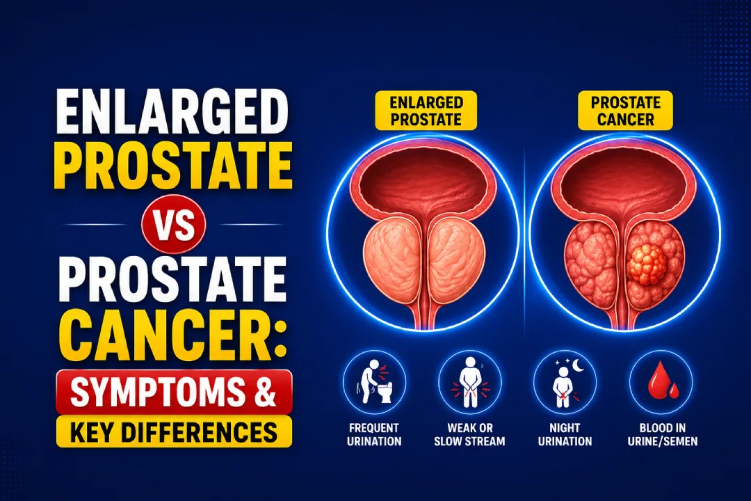 Enlarged Prostate vs Prostate Cancer Enlarged Prostate vs Prostate Cancer: Symptoms & Key Differences